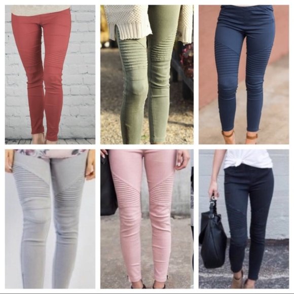 PLUS SIZE 1X Olive -Stretch Moto Leggings Pants NWT - Picture 3 of 4